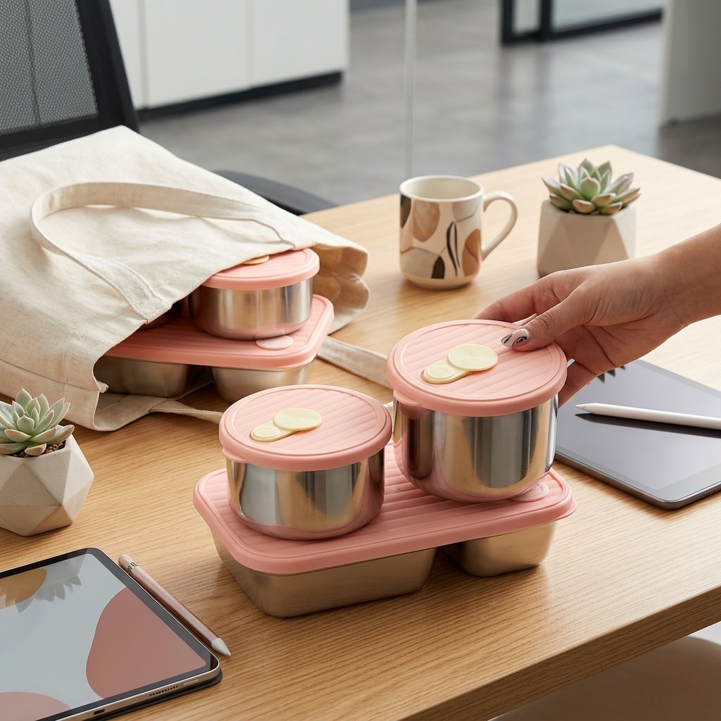 Food Storage Oven Safe - Conjunto de Marmitas de Aço Inoxidável