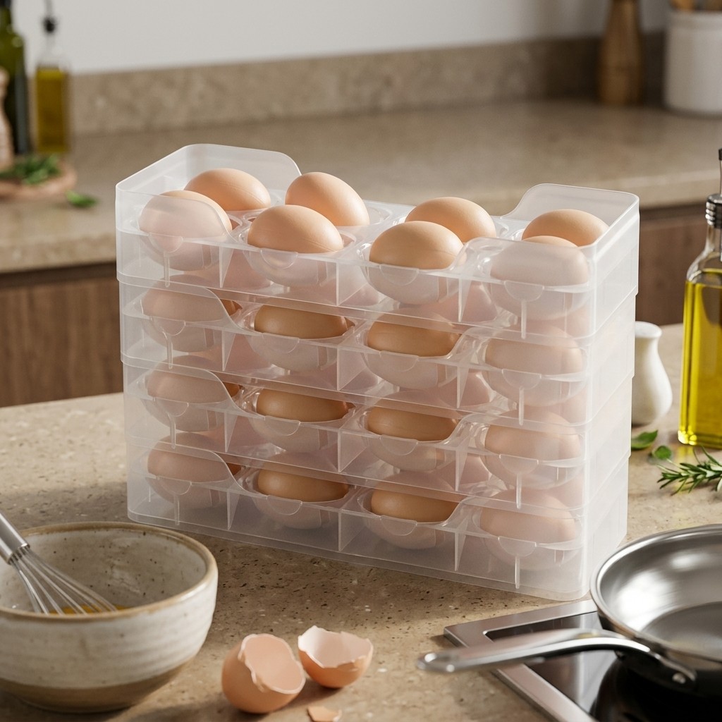 Food Storage With Dividers - Organizador de Ovos Empilhável para Geladeira,